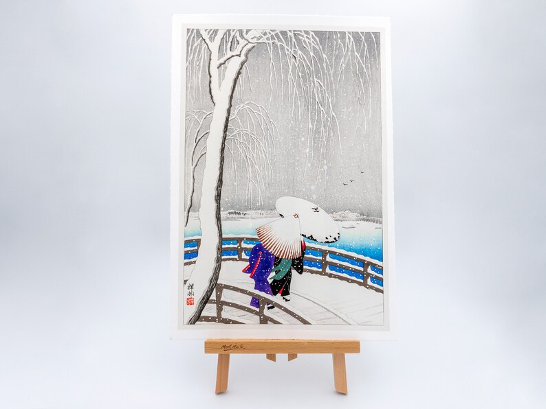 Ohara Koson – Deux femmes dans la neige sur Yanagi Bridge