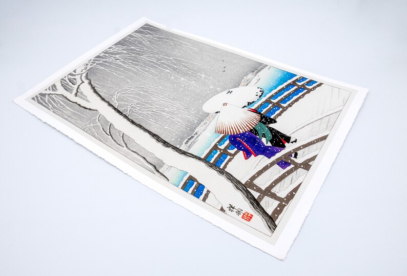 Ohara Koson – Deux femmes dans la neige sur Yanagi Bridge – Image 2