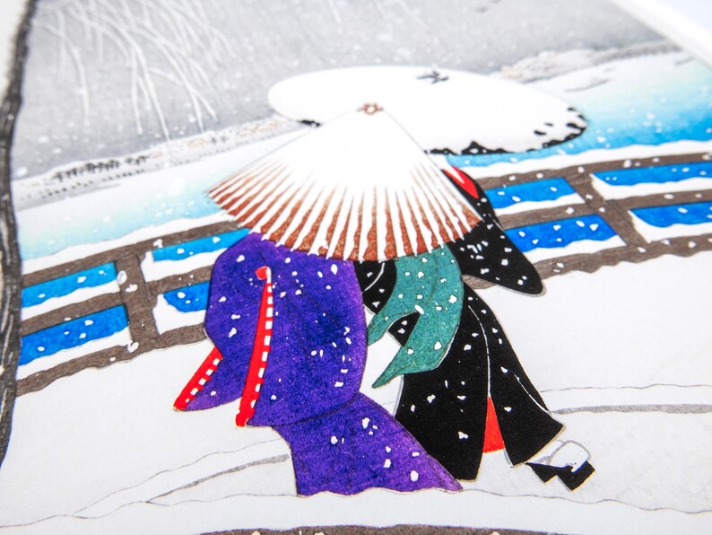 Ohara Koson – Deux femmes dans la neige sur Yanagi Bridge – Image 3